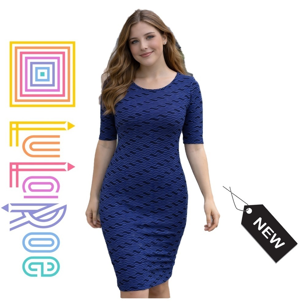 NWT LULAROE Julia  BLUE/black fitted dress